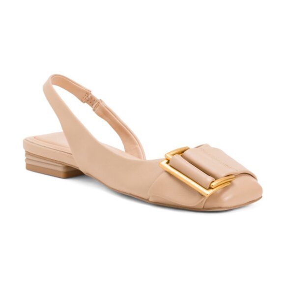 SARTO Nude Leather Tracy Slingback Flats